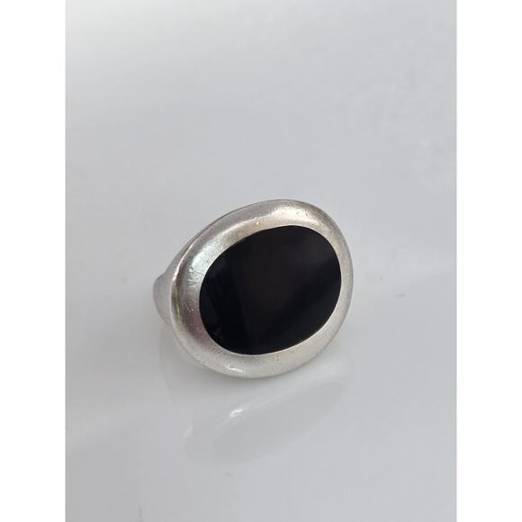 MODERNIST ROBERT LEE MORRIS STERLING SILVER ONYX BLACK RING SIZE 7 - Picture 5 of 16
